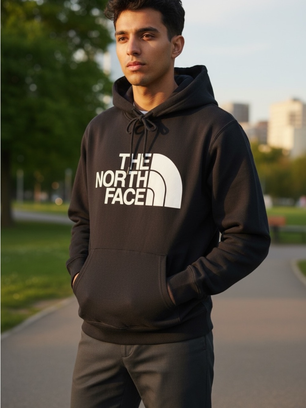 The North Face Black Hoodie with White Logo Graphic